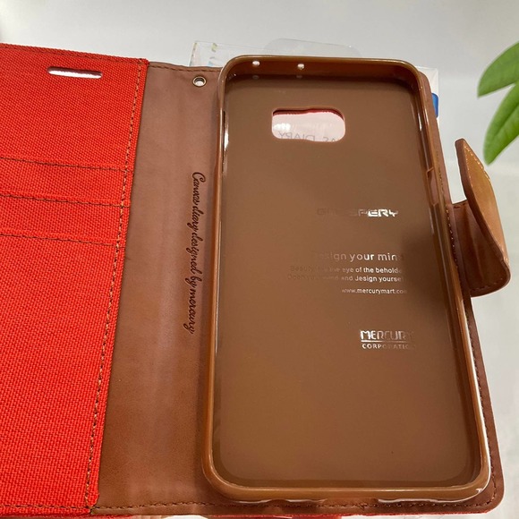 Goospery Wallet Case For Samsung Galaxy S6 edge+, Orange - Picture 6 of 8